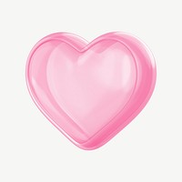 Pink heart, 3D collage element psd