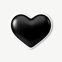 Black heart, 3D collage element psd