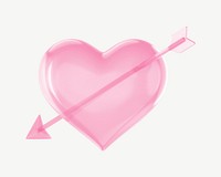 Pink arrow through heart, 3D Valentine's collage element psd