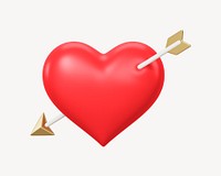 Red arrow through heart, 3D Valentine's illustration