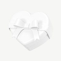 White heart box, 3D Valentine's gift collage element psd