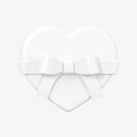 White heart box, 3D Valentine's gift collage element psd