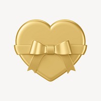 Golden heart box, 3D Valentine's gift illustration