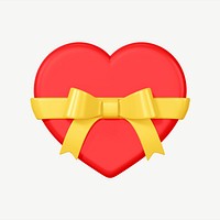 Red heart box, 3D Valentine's gift collage element psd