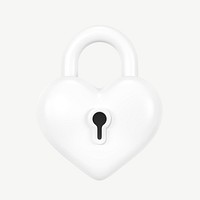 White heart padlock, 3D Valentine's collage element psd