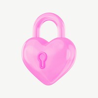 Pink heart padlock, 3D Valentine's collage element psd