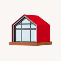 Red house model, 3D rendering illustration