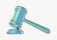 Holographic gavel, 3D law illustration