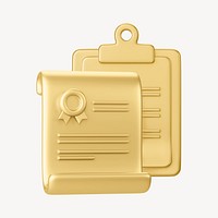 Gold certificate, 3D rendering graphic