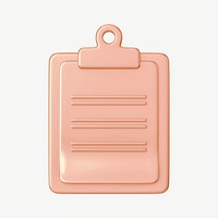 Pink gold clipboard paper, 3D collage element psd