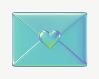 Metallic love letter, 3D Valentine's collage element psd