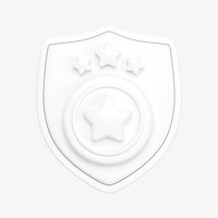 White police badge, 3D illustration