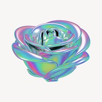 Blue metallic rose flower, 3D illustration
