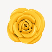 Yellow rose flower, 3D illustration
