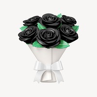 Black rose flower bouquet, 3D rendering illustration
