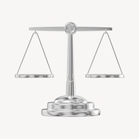 Silver justice scale, 3D law illustration