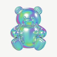 Metallic teddy bear, 3D illustration psd