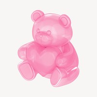 Pink teddy bear holding heart, 3D illustration