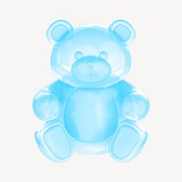 Blue teddy bear, 3D illustration