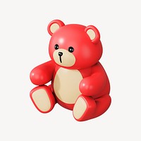 Red teddy bear, 3D illustration