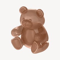 Brown teddy bear, 3D illustration