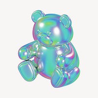 Metallic teddy bear, 3D illustration