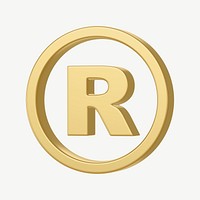 Golden   registered trademark symbol, 3D collage element psd