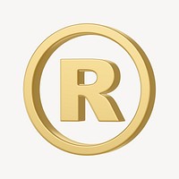 Golden   registered trademark symbol, 3D rendering graphic