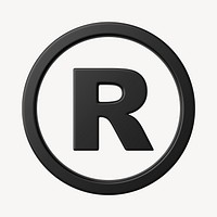Black  registered trademark symbol, 3D rendering graphic