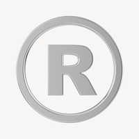 Silver   registered trademark symbol, 3D rendering graphic