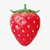 3D strawberry fruit, collage element psd