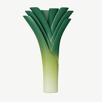 3D leek vegetable, collage element psd