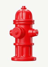 3D red fire hydrant, collage element psd