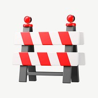 3D road block barricade, collage element psd