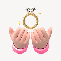 Hand presenting engagement ring, wedding proposal remix