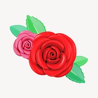 Colorful rose flowers, 3D rendering illustration
