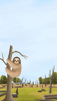 Deforestation sloth habitat iPhone wallpaper background