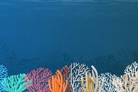 Coral reef, blue background, aesthetic paint illustration