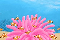 Clownfish anemone background, aesthetic paint illustration