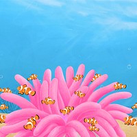 Clownfish anemone background, aesthetic paint illustration