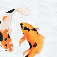 Koi fish background, aesthetic paint illustration