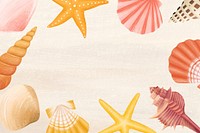 Seashell frame, sand background, aesthetic paint illustration