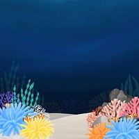 Underwater world, dark background, aesthetic paint illustration