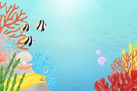 Tropical coral reef background, aesthetic paint illustration