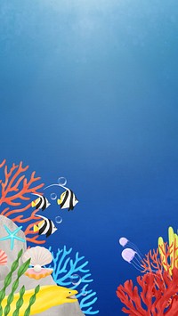 Coral reef, blue iPhone wallpaper background