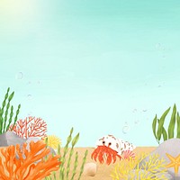 Cute hermit crab background, aesthetic paint illustration