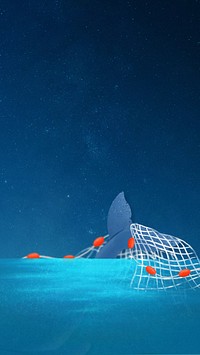 Illegal fishing, blue iPhone wallpaper background