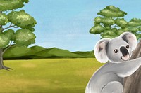 Cute koala background, aesthetic paint illustration