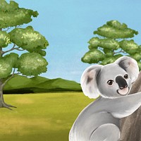 Cute koala background, aesthetic paint illustration