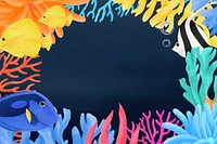 Coral reef frame, colorful background, aesthetic paint illustration